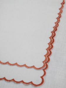 Luxury Handmade Embroidered <b>Square</b> Linen Napkin Set Scallop <b>Edge</b> Reusable Eco-Friendly Dining Table Decor - Product Image 6