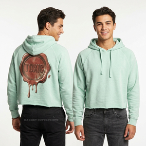 เสื้อฮู้ดดี้สีเขียวป่าแบบกำหนดเองสำหรับผู้ชาย พิมพ์ลายภูมิทัศน์หัวใจธรรมชาติที่ด้านหลัง โลโก้เรียบง่ายที่อก สไตล์สตรีทแวร์ ทรงบ็อกซี่ ผ้าฟลีซ ผู้ผลิตเสื้อฮู้ดดี้ - Product Image 6