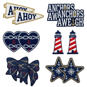 12 Pcs 3D Football Embroidered Twill Fabric Patches Game Day <b>Bow</b> & Star Iron-on Applique for Hats & DIY Sports Apparel - Product Image 3