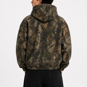 Sweat à capuche camouflage premium, sweat à capuche camouflage oversize, sweat à capuche zippé épais, streetwear, coupe ample, sweat à capuche d'hiver pour homme - Product Image 2