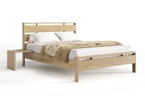 Wholesale Scandinavian Solid Wood <b>Bed</b> | Light Finish Horizontal Slat <b>Platform</b> <b>Bed</b> <b>Frame</b> - Product Image 4