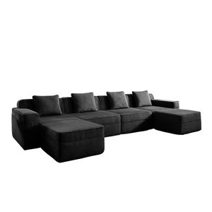 Divano Sezionale Moderno Modulare a 4 Posti a U Senza Struttura, Divano Profondo Effetto Nuvola per Soggiorno, Design Contemporaneo Entusiasmante - Product Image 5