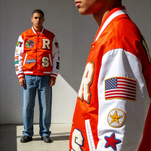 Veste universitaire pour homme OEM ODM, broderie chenille, veste de baseball personnalisée, streetwear - Product Image 4