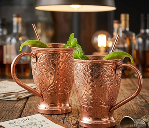 100% tasse de mule de moscou en cuivre pur tasses en céramique festives artisanales avec couvercle étanche isolation sous vide tasse à café créative - Product Image 1