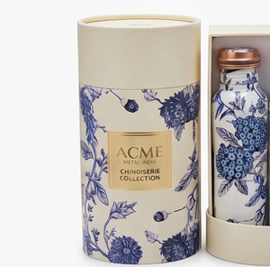 Elegante Botella de Agua de Cobre con Diseño Floral Azul y Aves, Botella Ecológica y Estilosa para Hidratación Diaria, Viajes, Yoga, Gimnasio, Oficina, Regalo - Product Image 6