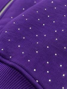 Rhinestone Crystal Studded Half Zip Breathable Print Winter Front Hoodie Oversized Boxy Heavyweight Fleece Streetwear Y2K Custom - Product Image 5