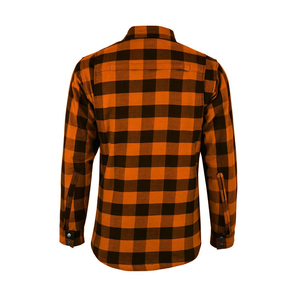 Orange Black Plaid Armored <b>Motorcycle</b> Flannel <b>Shirt</b> % Cotton Heavy Duty Inner Lining Removable CE Armor Pads Plus Size - Product Image 5