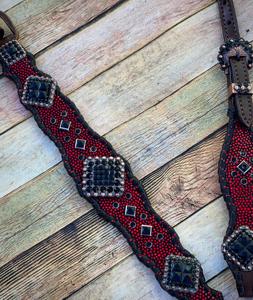 Ensemble de têtière et de collier de poitrail Western multicolore perlé, en cuir de qualité supérieure, léger, pour toutes les saisons, produit phare - Product Image 4