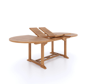 Juego de Mesa de Comedor Redonda de Madera de Teca Sólida de Primera Calidad para Exteriores con 6 Sillas con Brazos y Orificio para Sombrilla, Acabado Natural, Muebles para Jardín y Patio - Product Image 4