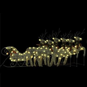 <b>Outdoor</b> Gold Christmas Decoration 140 LEDs <b>Reindeer</b> & Sleigh Indoor/<b>Outdoor</b> Use - Product Image 2