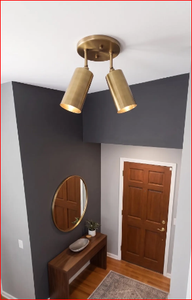 Plafonnier ajustable à 2 lumières en laiton fait main |   Plafonnier double spot de style Mid-Century - Product Image 4