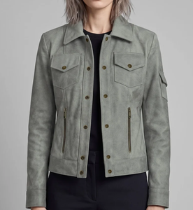 <b>Black</b> PU <b>Suede</b> Moto <b>Jacket</b> Slim Fit Turn-down Collar Zipper Closure Short Length Unisex Autumn Wear - Product Image 5