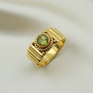 Pure 925 Sterling Silver <b>Peridot</b> <b>Ring</b> Rose Gold Yellow Gold Plated Vintage Tribal Statement Band Jewelry Gift for Women Unisex - Product Image 3