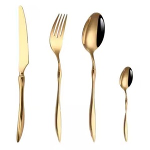 Royal Gold Brass Cutlery Set Premium Flatware Dining Utensil Collection Elegant Table Setting For Wedding Banquet - Product Image 2