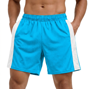 <b>Men</b> Solid <b>Black</b> Athletic <b>Shorts</b> With White Side Elastic Waist Quick Dry Sporty Style Mid Length - Product Image 6