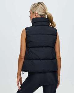 Chaleco Acolchado Negro con Cuello Alto, Cierre de Cremallera, Impermeable, Térmico, Cortavientos, Ligero, Chaqueta de Invierno Unisex Casual - Product Image 4