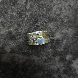 Anillo Giratorio Bohemio de Doble Corazón, Hecho a Mano, Plateado, Banda Giratoria, Joyería Minimalista para Mujer, para Fiestas y Eventos - Product Image 2