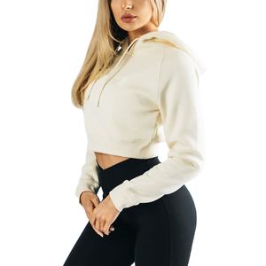 Nueva Sudadera con capucha de lana recortada de invierno para mujer, Jersey corto informal deportivo con estampado personalizado, sudaderas con capucha de moda de algodón y poliéster liso - Product Image 5