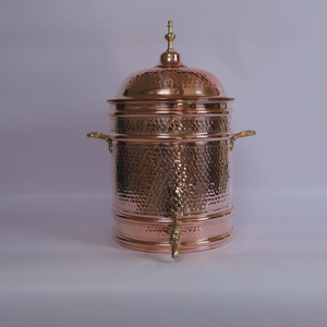 Distributeur de boissons en cuivre martelé à la main avec robinet en laiton, Urne à eau traditionnelle, Grand récipient de stockage d'eau en cuivre - Product Image 1