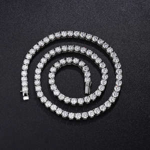 Most Selling Tennis Chain Necklace Hip Hop Bling Cubic Zirconia Diamond Look Gold Silver Jewelry For Unisex Available For Sale - Product Image 4