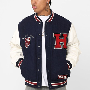 Chaqueta Varsity de Alta Calidad para Hombre, Mangas de Cuero, Bordado Personalizado, Estilo Béisbol - Product Image 3