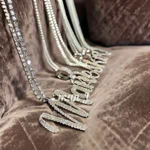 Luxury Hip Hop 925 Solid <b>Silver</b> iced Custom <b>Initial</b> Name <b>Necklace</b> Heart VVS Moissanite Diamond Big Bling Pendant Chic Charm Gift - Product Image 1