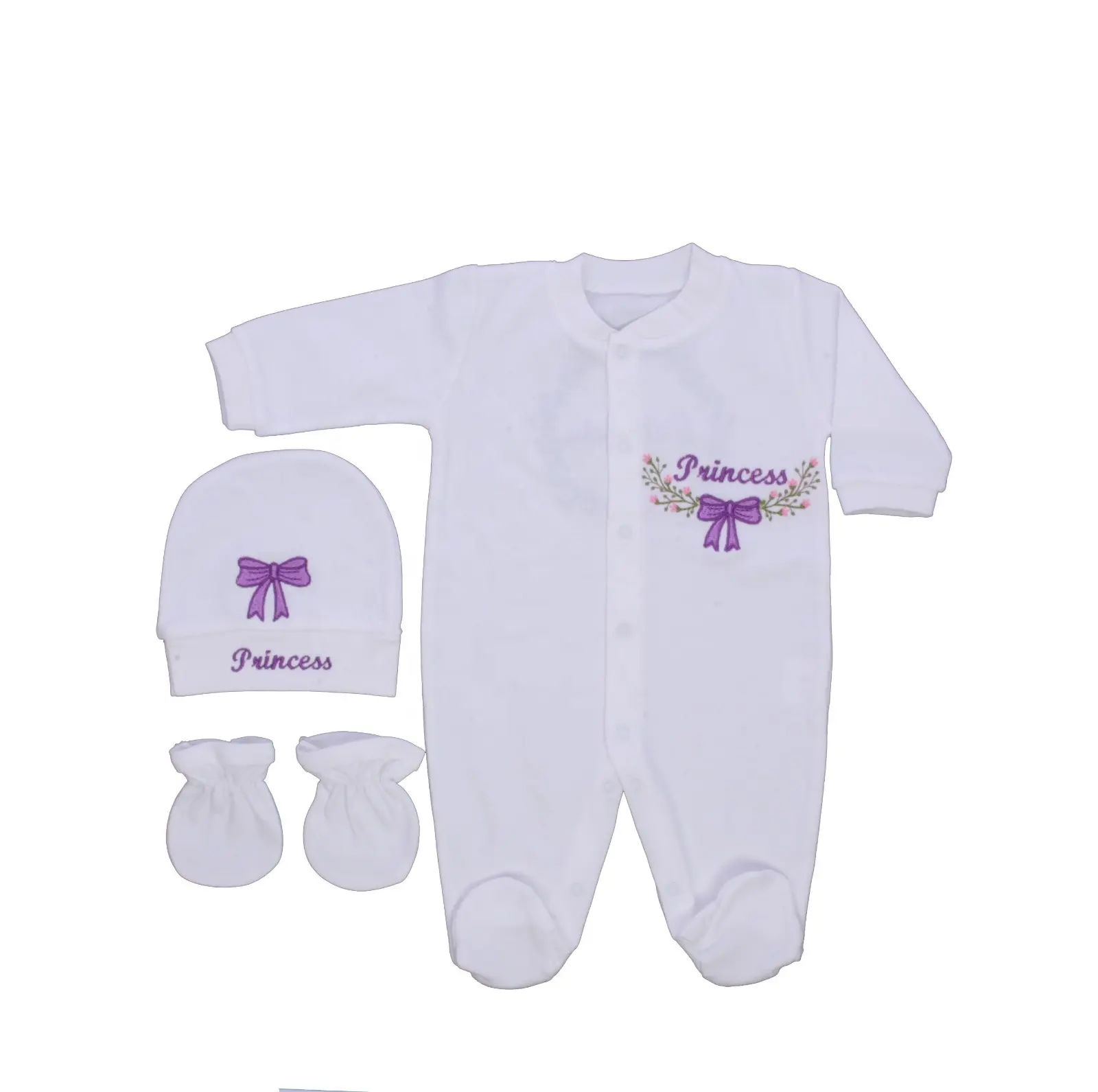 Rompertjes Lange Mouw Bamboe Hoge Kwaliteit 100% Katoen Gebreide Stof Moderne Luxe Pasgeboren Nieuw Ontwerp Baby Romper Set Baby Cadeau