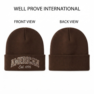 Gorro de Invierno Unisex Ajustable de Primera Calidad, 280 GSM, Acrílico Acanalado, Color Granate Sólido, con Parche de Goma Personalizado con Logotipo - Product Image 4