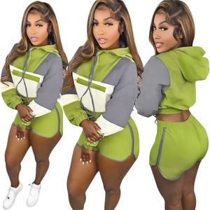 <b>Women's</b> Outfits Crop Top Hoodie <b>Shorts</b> 2 Piece <b>Short</b> Set Matching Sets <b>Women</b> Jogger Set <b>Women</b> Two Piece Pants - Product Image 1