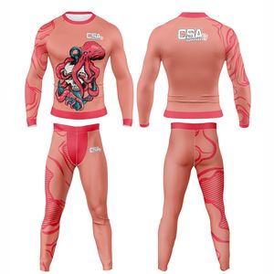 ชุดคอมเพรสชั่นแขนยาวพิมพ์ลายแบบไร้รอยต่อ คุณภาพพรีเมียม ระบายอากาศได้ดี เหมาะสำหรับกีฬาแอคทีฟแวร์ MMA แรชการ์ดและเลกกิ้ง - Product Image 1