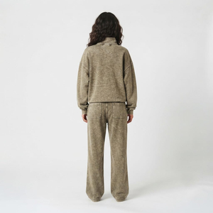 Ensemble de survêtement femme couleur unie, sweat-shirt oversize à quart de zip et pantalon de survêtement, deux pièces streetwear coupe ample longueur intégrale - Product Image 3