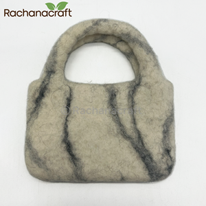 Bolso de Mano Hecho a Mano 100% de Fieltro de Lana Natural, Bolso Tote Ecológico con Patrón de Mármol para Mujer, Bolso de Lana Sostenible de Boutique - Product Image 1