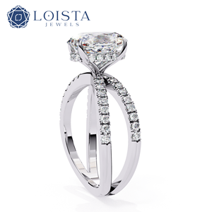 แหวนหมั้นเพชรทรงวงรี LOISTA เพชรธรรมชาติแพลตตินัม ได้รับการรับรองจาก GIA เครื่องประดับสตรีสุดคลาสสิก - Product Image 2