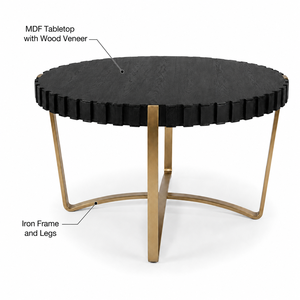 Table à manger ronde moderne de 45 pouces avec plateau en bois et pieds en métal, table en bois contemporaine - Product Image 3