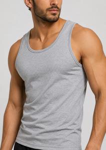 Débardeur tricoté gris uni tendance pour homme, style décontracté et sportif, 100 % coton, séchage rapide, respirant, ODM - Product Image 4