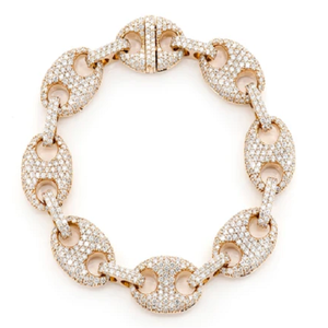 Luxury 925 Silver Diamond Chain Link <b>Bracelet</b> Round Brilliant Cut Pave Setting Geometric Unisex Everyday Wear - Product Image 4