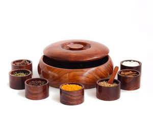 Boîte de rangement pour épices en bois écologique de haute qualité, finition polie, qualité alimentaire, compatible lave-vaisselle et four, compatible micro-ondes - Product Image 1