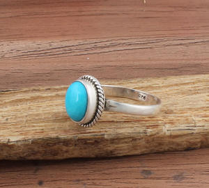 925 Sterling <b>Silver</b> Bezel Setting <b>Ring</b> Turquoise Oval Cut Handmade Classic Boho Dainty <b>Solitaire</b> <b>Ring</b> Certified Wedding Party - Product Image 1