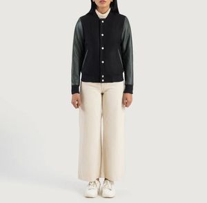 Blouson universitaire streetwear oversize personnalisé pour femme, en laine, col montant, avec logo personnalisé, pour l'hiver, vêtement d'extérieur pour équipe - Product Image 5