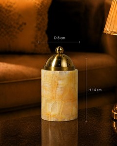 Resin Incense Burner <b>with</b> Brass Lid Aromatherapy <b>Diffuser</b> for Home Decor Premium resin Incense <b>Stick</b> Burner <b>with</b> Travel Pouch - Product Image 2