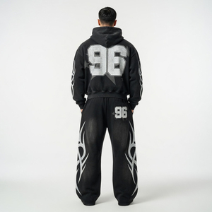 Conjunto deportivo Glory Custom Screen Print de primera calidad, sudadera con capucha extragrande y pantalones deportivos para ropa urbana unisex. - Product Image 3