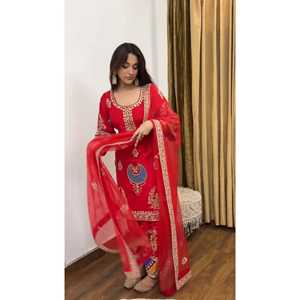 Conjunto de traje de fiesta para mujer de diseñador con bordado de secuencia - Product Image 3