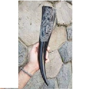 Cuerno de búfalo tallado para beber, cuerno Vikingo de forma natural, ecológico, pulido, arte coleccionable, temática animal, duradero para el hogar - Product Image 6