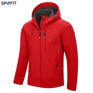 Chaqueta Softshell Roja Personalizada con Capucha, Impermeable y Cortavientos, para Exteriores, con Múltiples Bolsillos con Cremallera, Fabricante OEM - Product Image 1