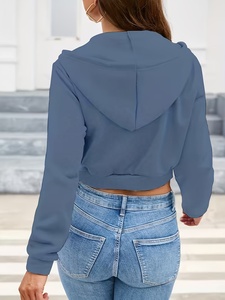 Hoodies pour femmes à bas prix, manches longues, style décontracté, nouvelle collection, meilleur style, fermeture éclair intégrale, couleur unie - Product Image 3