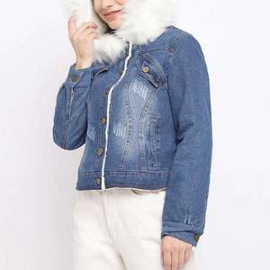 Women Designer Denim Jacket Fashion Streetwear Casual Oversized Blue Jean Coat With Custom Embroidery - Product Image 1