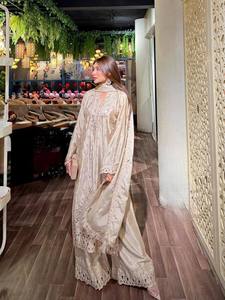 Conjunto de Top Largo y Pantalones Palazzo con Bordado de Cuentas y Encaje, Estilo Indio-Pakistaní, para Bodas y Fiestas - Product Image 6