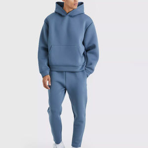 Conjunto de Sudadera con Capucha Oversize de Felpa Gruesa para Hombre, Estilo Casual, Color Sólido, 2 Piezas, Chándal con Logotipo Personalizado, 100% Algodón - Product Image 1