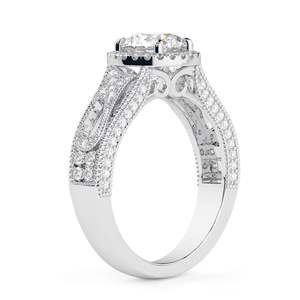 Anillo de compromiso con halo único y elegante de diamante talla redonda en oro rosa para mujer - Product Image 5