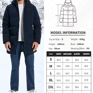Men’s Long Winter <b>Coat</b> Hooded Waterproof Insulated Puffer Jacket Thick Warm Down Windbreaker Parka Cold Weather Outerwear - Product Image 6